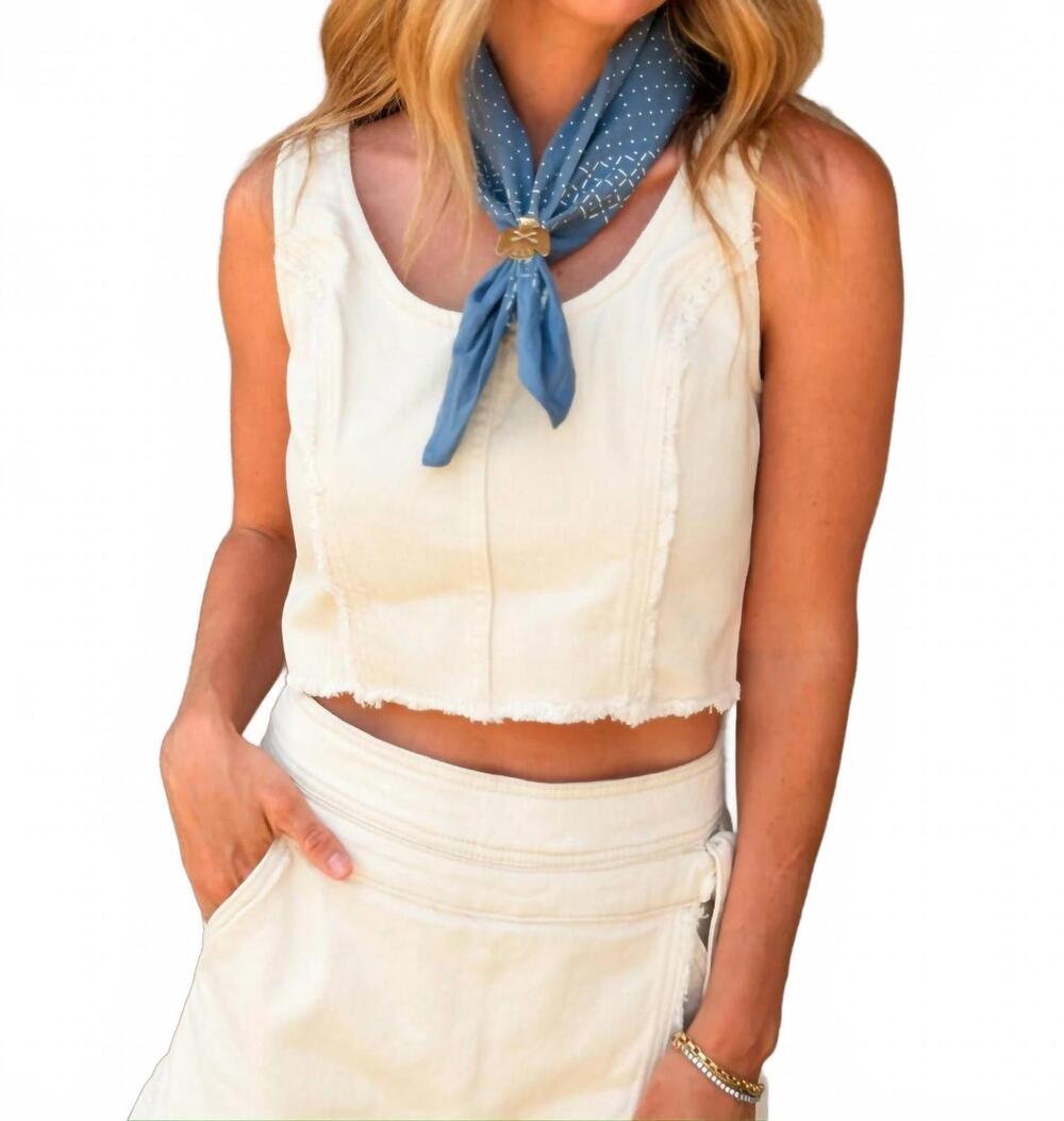 NEW HABITUAL frayed crop top in ecru